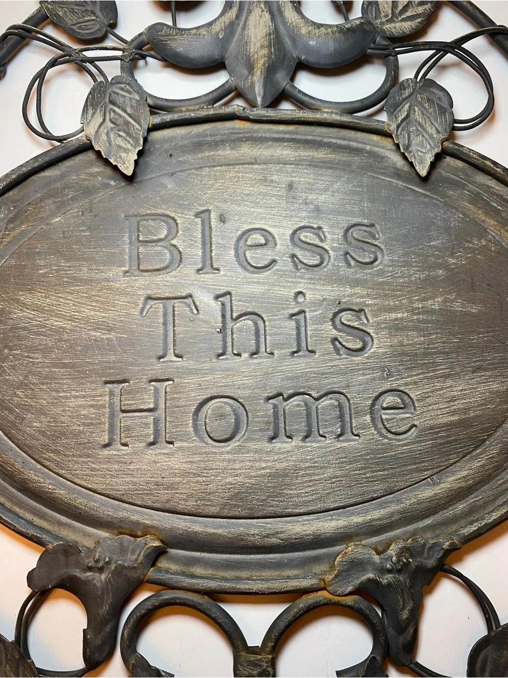 Bless This Home Wall Plaque - Black, gray and brown tent. 14.5x14.5